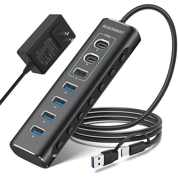 Rosonway 7-Port USB 3.2/USB C Hub with Power