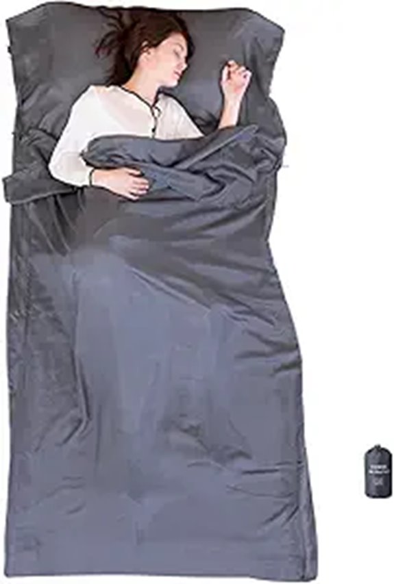 Silk Sleep Sack with Zippers for Travel and Camping