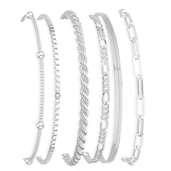 15 Best Sterling Silver Bracelets That Combine Style and Durability 10 DEARMAY Silver Plated Women's Chain Bracelets Set