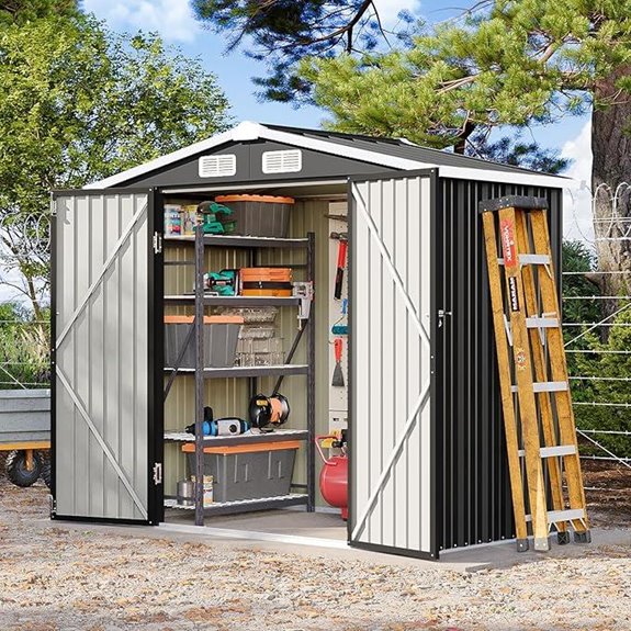6x4 ft Metal Outdoor Garden Storage Shed