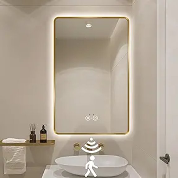 Gold LED Smart Bathroom Mirror with Infrared Lights