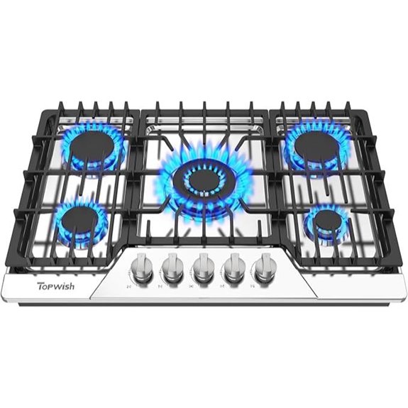 30-inch Gas Cooktop with 5 Burners and Stainless Steel