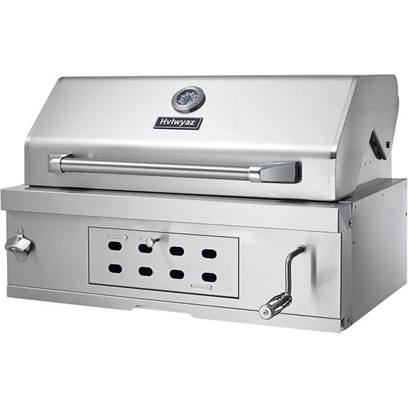 Large Stainless Steel Charcoal BBQ Grill with Temperature Gauge