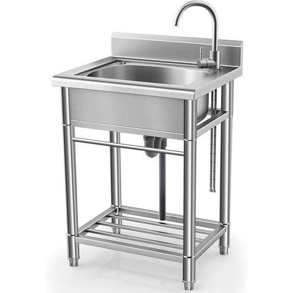 15 Best Outdoor Stainless Steel Sinks for Your Backyard Renovation 7 Stainless Steel Utility Sink with Hot/Cold Water Pipes