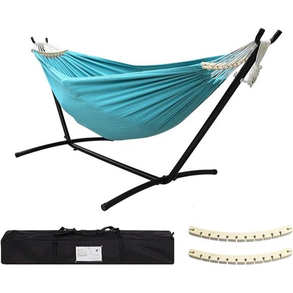 SZHLUX Double Hammock with Steel Stand and Carry Bag