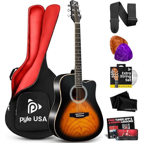 Pyle Steel String Acoustic Guitar Kit with Accessories