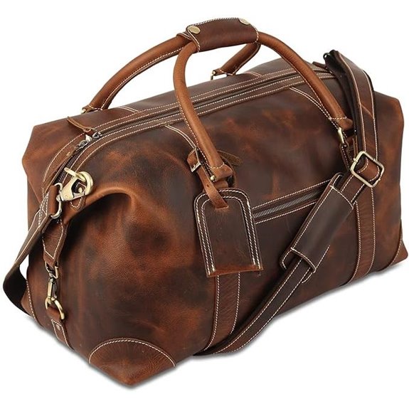 KomalC Leather Duffel Bag for Men and Women