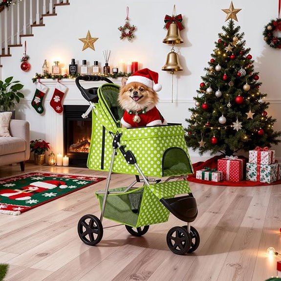 MoNiBloom 3-Wheel Dog Cat Stroller with Storage