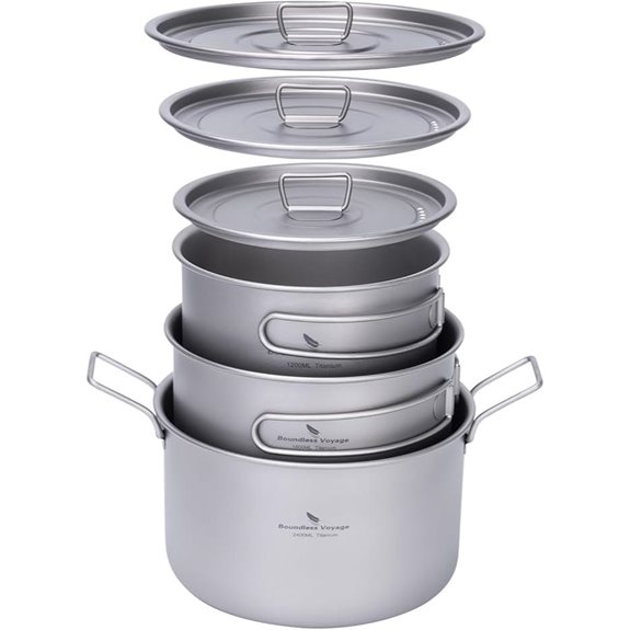 iBasingo Titanium Cookware Set for Camping and Outdoors