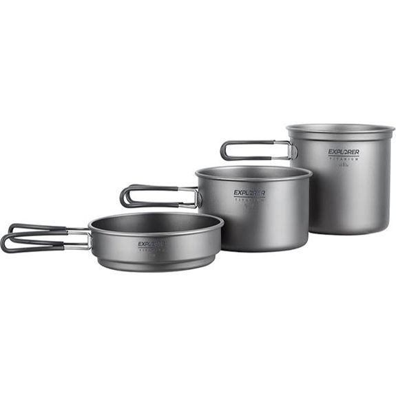 Explorer Bear Titanium Stackable Camping Cooking Pot Mess Kit Set