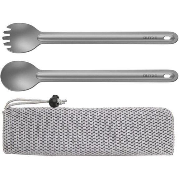 OUTXE Titanium Long Handle Spork and Spoon 8.7-Inch Camping Set