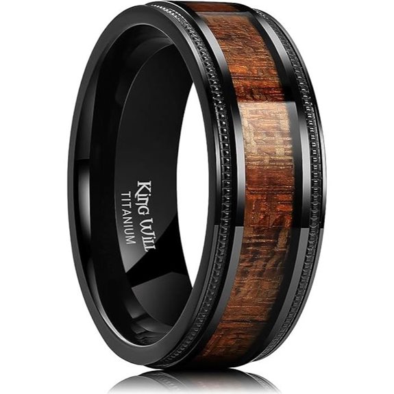 King Will Titanium Wedding Band with Koa Inlay