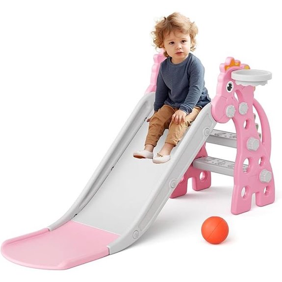 GLAF Toddler Indoor/Outdoor Slide with Basketball Hoop