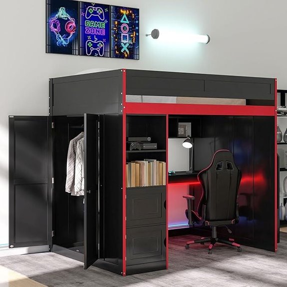 15 Best Loft Beds With Desks That Maximize Space and Style in 2026 11 MERITLINE Twin Loft Bed with Desk & Wardrobe