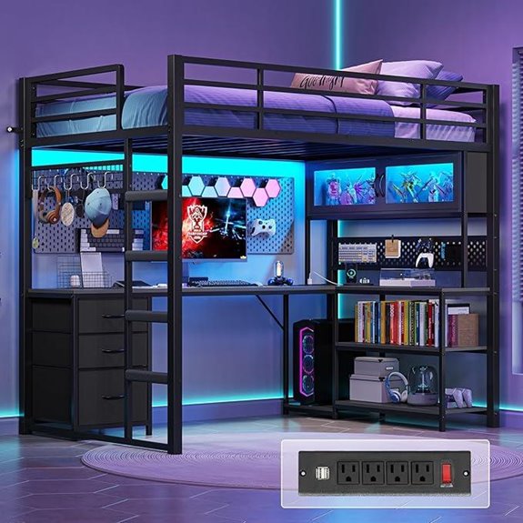 15 Best Loft Beds With Desks That Maximize Space and Style in 2026 13 ADORNEVE Twin Loft Bed with Desk & RGB Lights