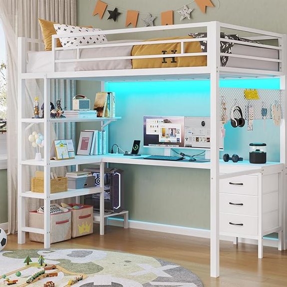 15 Best Loft Beds With Desks That Maximize Space and Style in 2026 3 ADORNEVE Twin Loft Bed with Desk & LED Lights