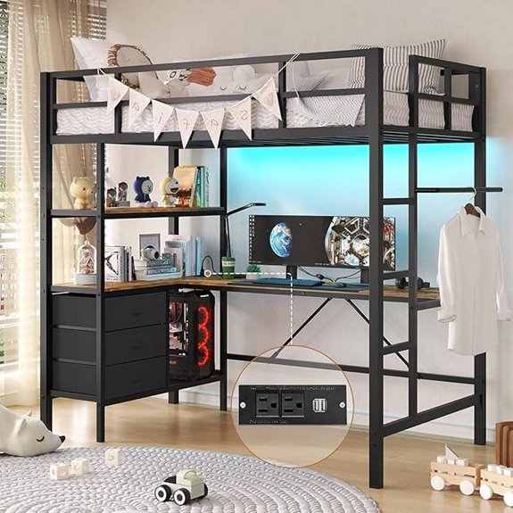 15 Best Loft Beds With Desks That Maximize Space and Style in 2026 16 DICTAC Twin Loft Bed with Desk LED Lights & Storage