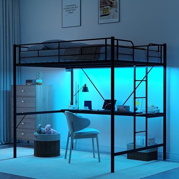 15 Best Loft Beds With Desks That Maximize Space and Style in 2026 5 VINGLI Twin Metal Loft Bed with Desk & Lights