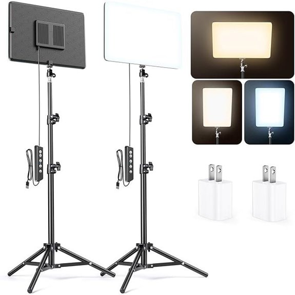 2 Pack LED Video Light Kit with Tripod Stand