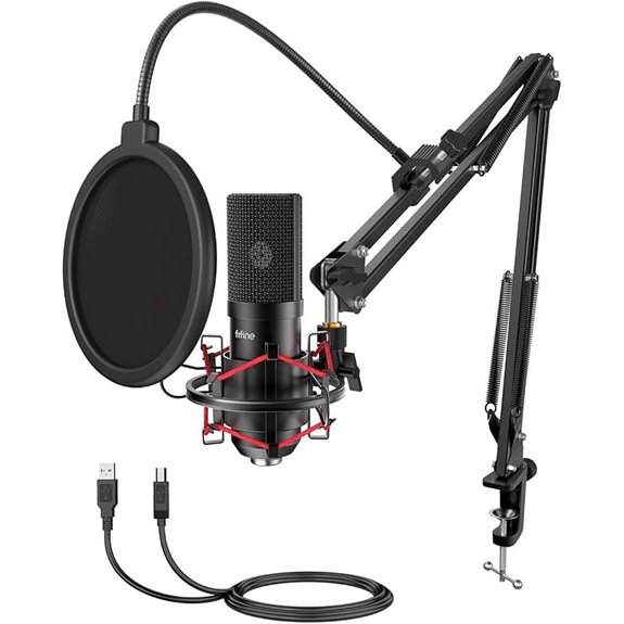 FIFINE USB Microphone Kit with Boom Arm and Pop Filter