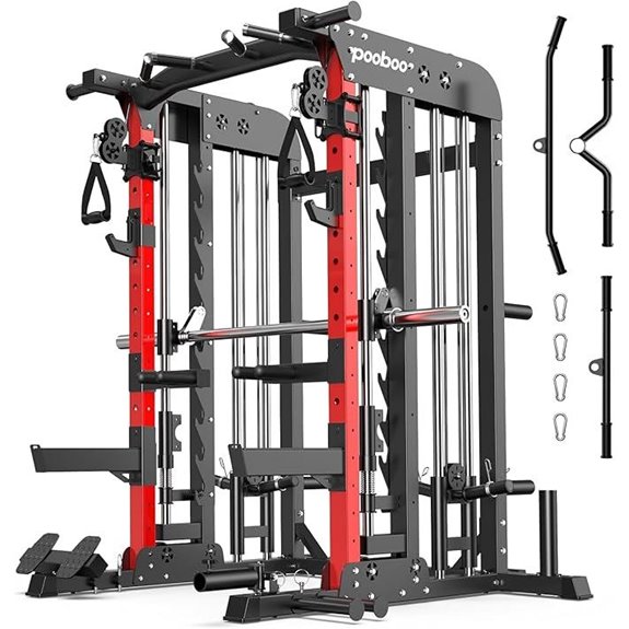 15 Best Home Gym Smith Machines for Strength Training in 2026 6 Pooboo Multi-Functional Power Cage with Attachments