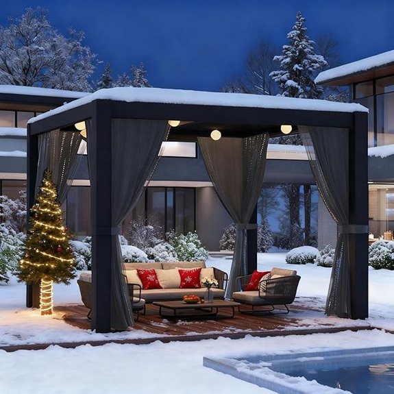 15 Best Aluminum Pergolas for Stylish and Durable Outdoor Spaces 12 LVUYOYO 10'x10' Aluminum Pergola with Curtains