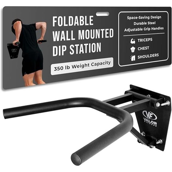 Valor Fitness Wall Mount Dip Station with Padded Handles