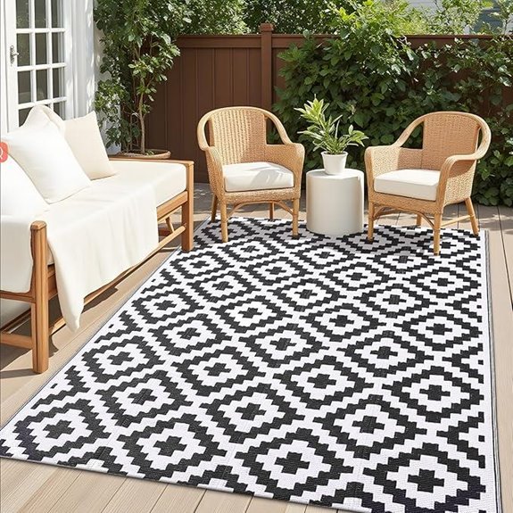 15 Best Waterproof Outdoor Rugs That Combine Style and Durability 12 OLANLY Waterproof Outdoor Rug 5x8 ft Black & White