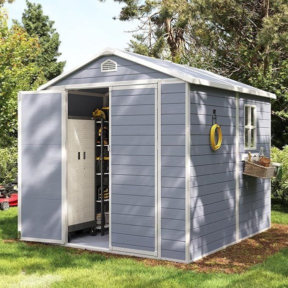 Aoxun 8x6 ft Waterproof Resin Garden Storage Shed