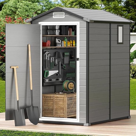 GVDV 4x6ft Weatherproof Plastic Storage Shed