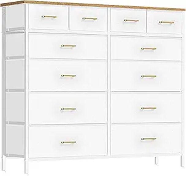 White Dresser with 12 Drawers and TV Stand