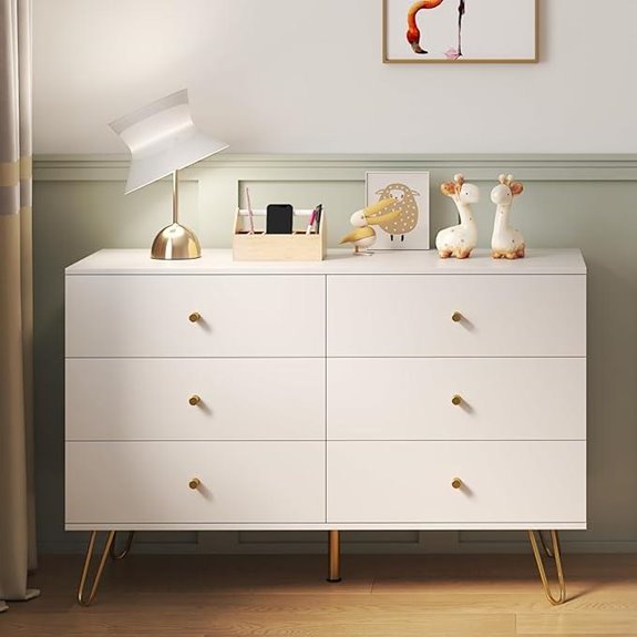 White 6-Drawer Dresser & TV Stand for Bedroom