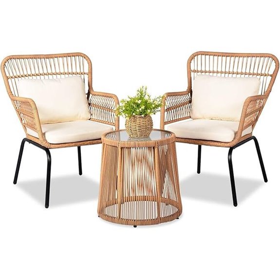 3-Piece Wicker Patio Bistro Set with Chairs