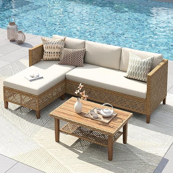 PHI VILLA Wicker Patio Sectional Sofa Set