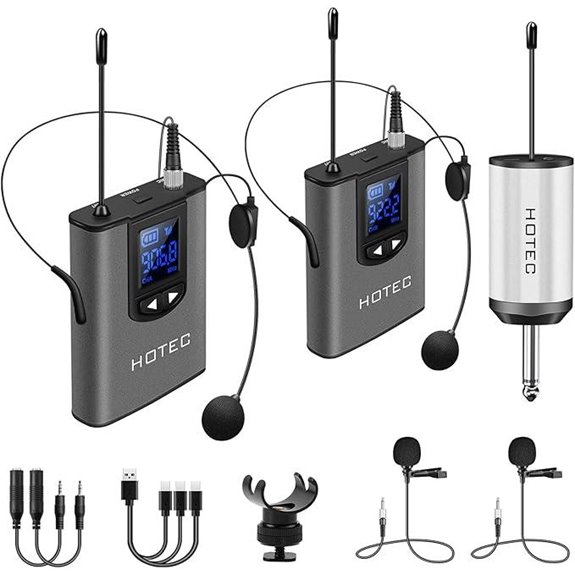 Hotec Wireless Microphone System with Dual Headsets