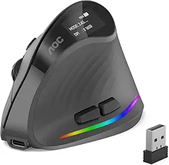 AOC Wireless Ergonomic Vertical Mouse with RGB
