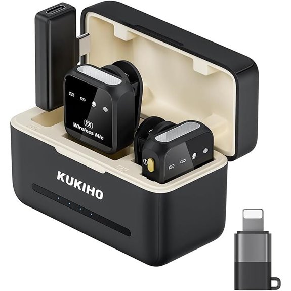 Wireless Lavalier Microphone with Case & Noise Cancellation