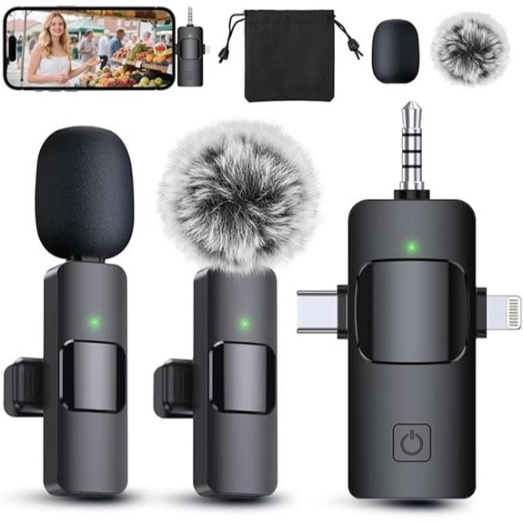 15 Best Lavalier Mics for Filmmaking in 2026 12 PQRQP 3-in-1 Wireless Lavalier Microphone for Devices