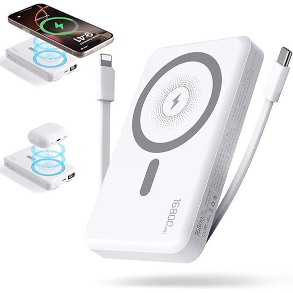 Magnetic Wireless Power Bank 16800mAh with Built-in Cables