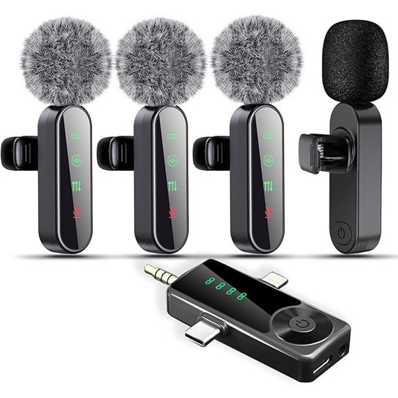 Wireless Lavalier Microphone 4-Pack for Video & Podcasts