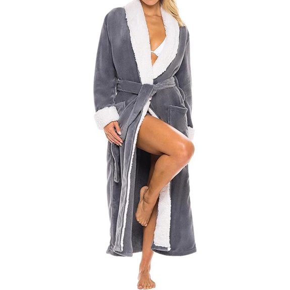 15 Best Luxury Spa Robes for a Luxurious Spa Experience 9 Alexander Del Rossa Women's Plush Sherpa Robe Long Cozy Warm Bathrobe