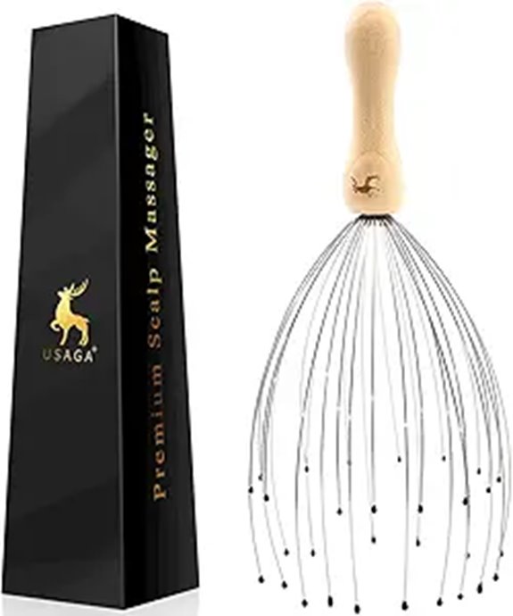15 Best Premium Scalp Massagers That Will Transform Your Relaxation Routine 10 USAGA 32-Finger Head Massager with Wood Handle
