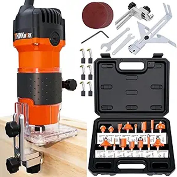 THINKWORK 6.5A Wood Router with 15 Bits Set