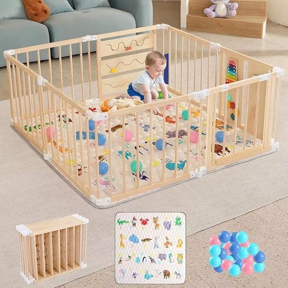 15 Best Large Playpens for Safe and Spacious Playtime in 2026 15 Foldable Wooden Baby Playpen with Soft Mat