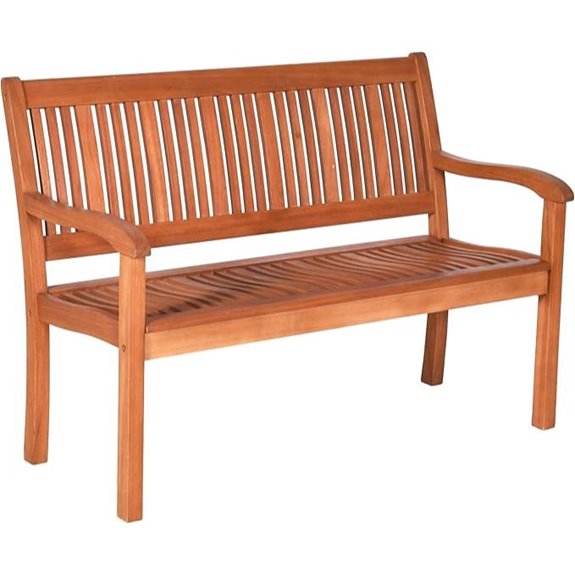 Tangkula Outdoor Wooden Garden Bench with Armrests