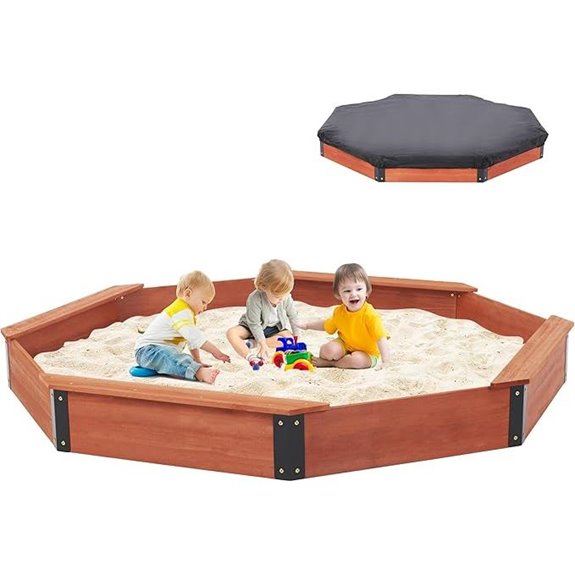 Wooden Octagon Sandbox with Cover for Kids