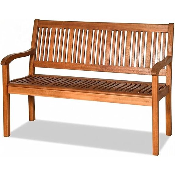 Costway Outdoor Wooden Bench with Armrest and Backrest