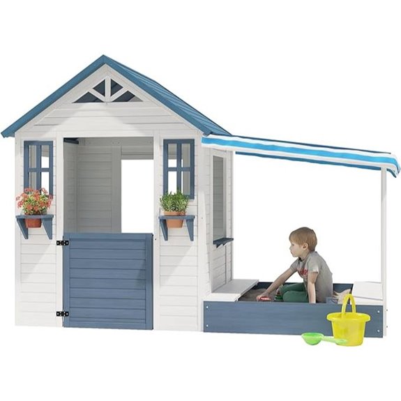 15 Best Outdoor Wooden Playhouses for Kids That Are Safe and Durable 6 Kids Wooden Playhouse with Sandbox for Ages 3-10
