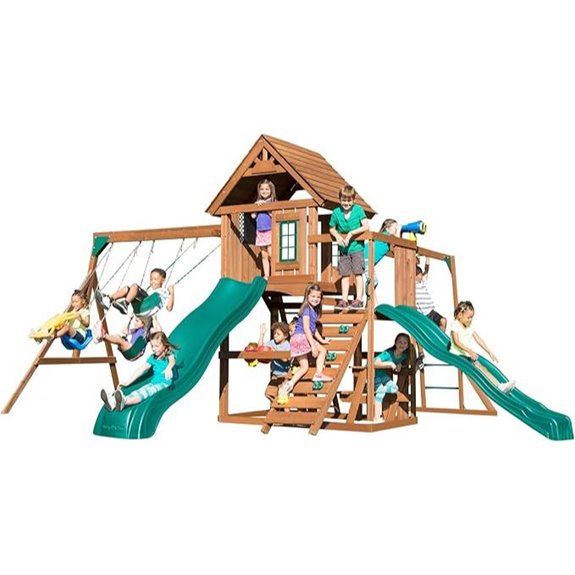 15 Best Wooden Backyard Playsets That Will Keep Kids Entertained All Summer 10 Swing-N-Slide Knightsbridge Wooden Swing Set