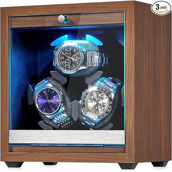 15 Best Watch Winders for Multiple Watches to Keep Your Collection Ticking Perfectly 6 ANWBROAD Wooden 3 Watch Winder with Quiet Motor